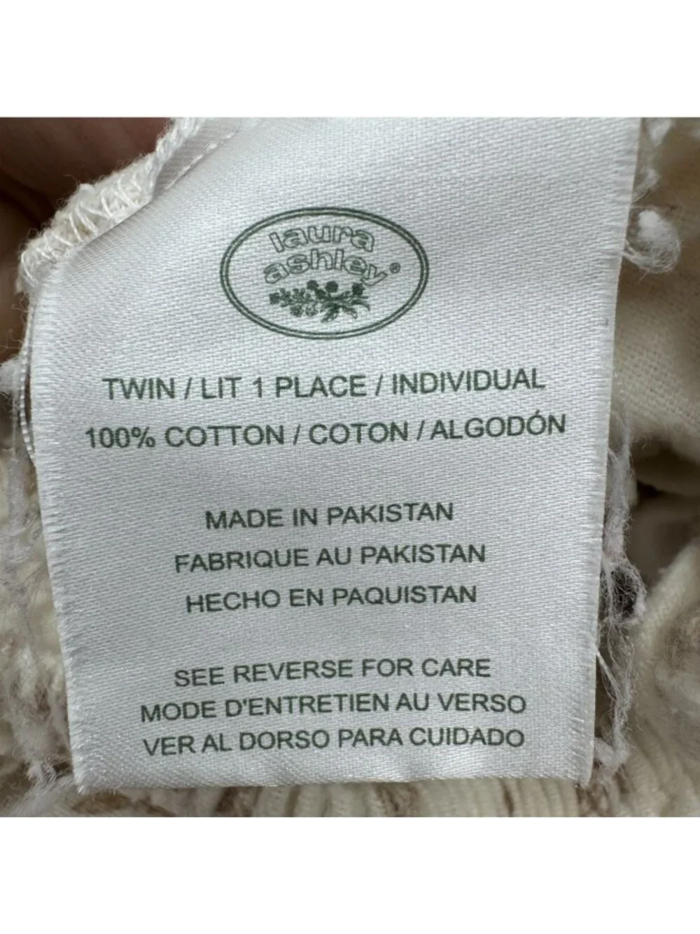Laura Ashley Cream Floral All-Over Print Twin Fitted Sheet 100% Cotton Bedding